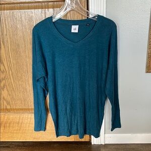 CAbi Teal Long Sleeve V-Neck Tee